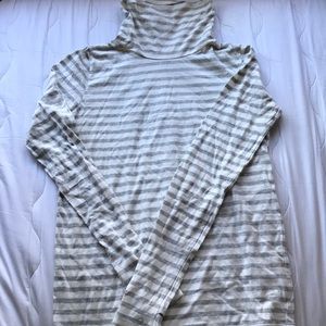 Gray striped high neck T-shirt 100% cotton